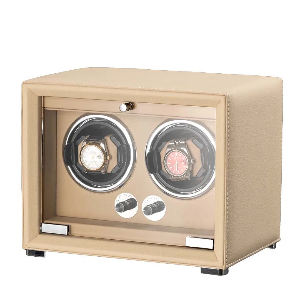 WatchMatic Lustro Leather Watch Winder apricot 2slots - WatchMatic